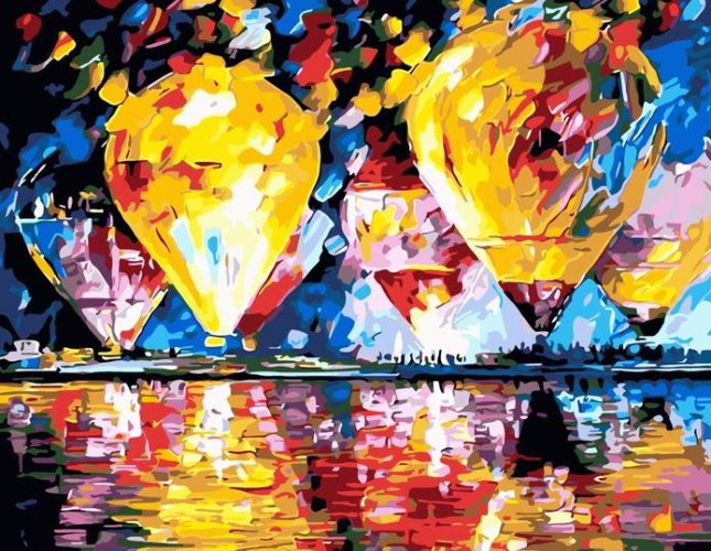 צביעה לפי מספרים - כדורים פורחים בלילה 50X60