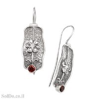 עגילי כסף מעוצבים בשילוב אבני גרנט  A8866 | תכשיטי כסף | עגילי כסף