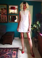 שמלת מיני לבנה משנות ה-60 מידה S/M