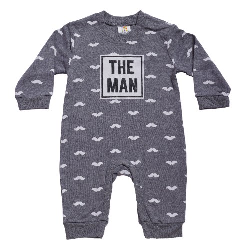 אוברול טריקו ארוך הגבר אפור כהה