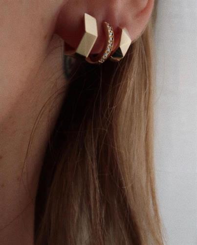 עגיל זהב 14K יהלומים לבנים