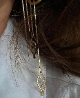 עגילי עין שרשרת זהב 14 קראט