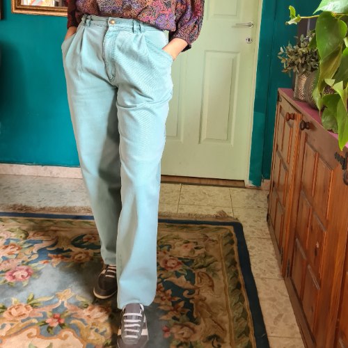 ג'ינס באגי טורקיזי מופלא מידה S/M