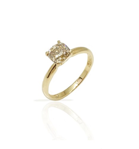 טבעת אירוסין |טבעת זהב יהלום בצבע שמפיין