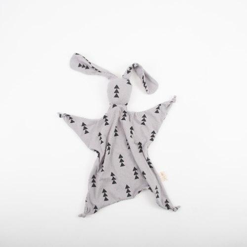 שמיכי ארנבוני- עם הדפס שם התינוק- אפור משולשים