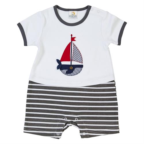 אוברול סירה חצי פסים אפור