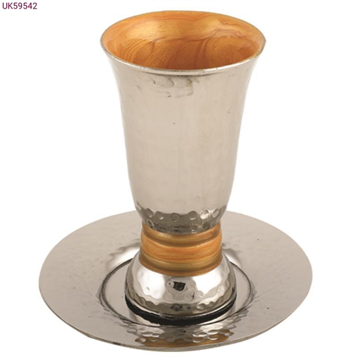 גביע קידוש אלומניום מהודר עם תחתית 12 ס"מ