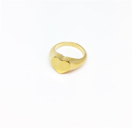טבעת לב חותם זרת זהב