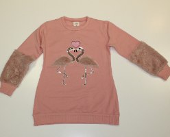 טוניקה בנות שילוב פרווה ורוד עתיק