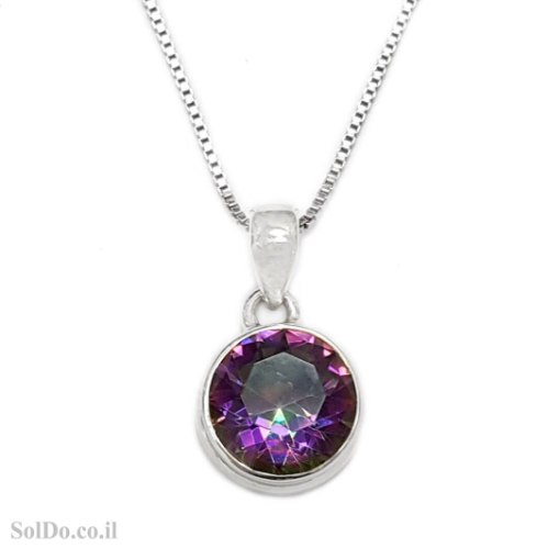 תליון מכסף משובץ מיסטיק טופז T6207 | תכשיטי כסף