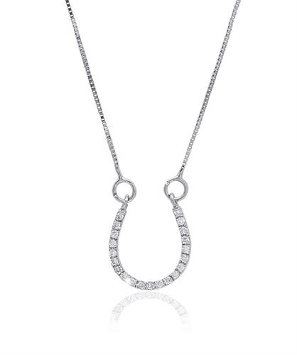 שרשרת ותליון פרסה עם יהלומים בזהב 14 קראט