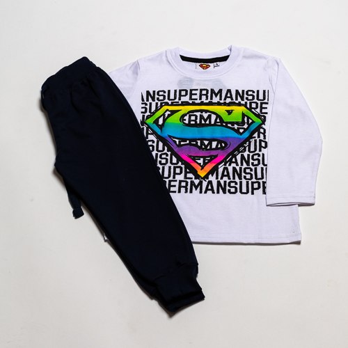 חליפת בנים סופרמן לבנה