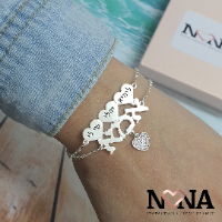 צמיד אמא ולבבות עם חריטה + תליון משובץ דגם LA427