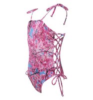 בגד ים שלם עם קשרים בצדדים יפן ורוד VIEW - מידות 2-16 שנים