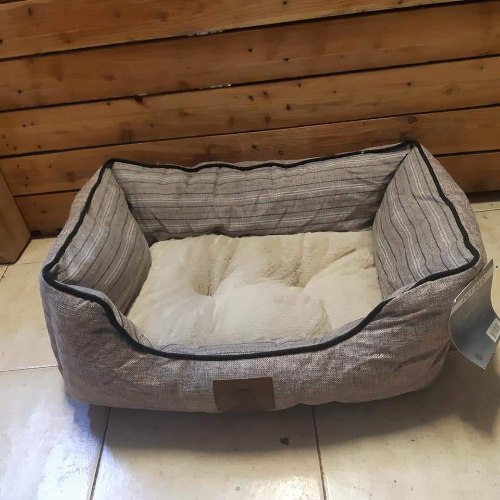 מיטת פרווה 50/70 לבן אפור פסים