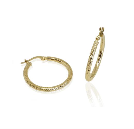 עגילי חישוק בינוניים 3.1 סמ מעוטרים בחריטת לייזר