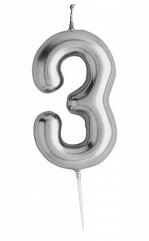 נר ספרה צבע כסף עבה- שמחה