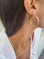 עגילי חישוק עבה XL זהב 14K