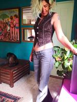 ווסט עור (הפוך) חום כהה מידה S/M