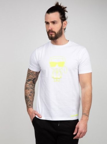 טי שרט  Karl Lagerfeld צבע לבן לוגו צהוב