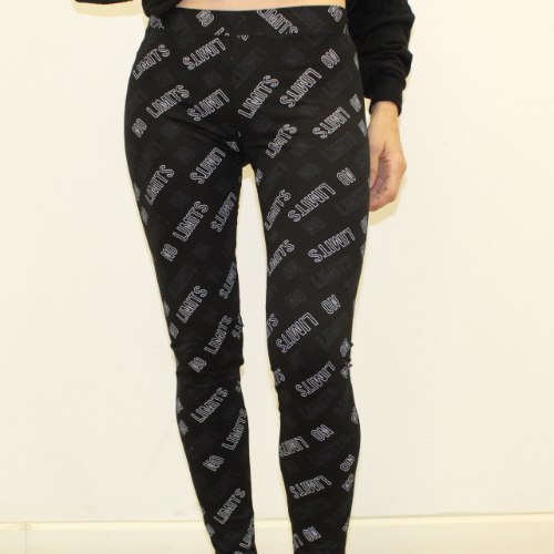 טייץ סקיני מודפס שחור