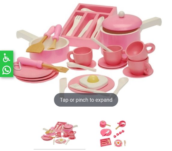 כלי מטבח ומסיבת תה מעץ מלא לילדים בצבע ורוד, קפיץ קפוץ