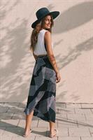 חצאית מעטפת הדפס גאומטרי שחור-לבן