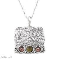 תליון מכסף מעוצב משובץ אבני טורמלין T6147 | תכשיטי כסף