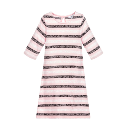 שמלת פסים ורודה CALVIN KLIEN - מידות 4-16