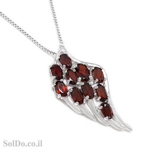 תליון מכסף משובץ אבני גרנט T6128 | תכשיטי כסף