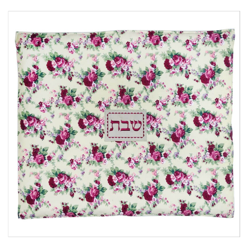 כיסוי לפלטת שבת פרחים לבן וורוד