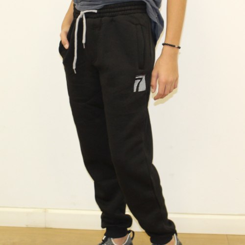 מכנס פוטר הדפס כיס 7 שחור