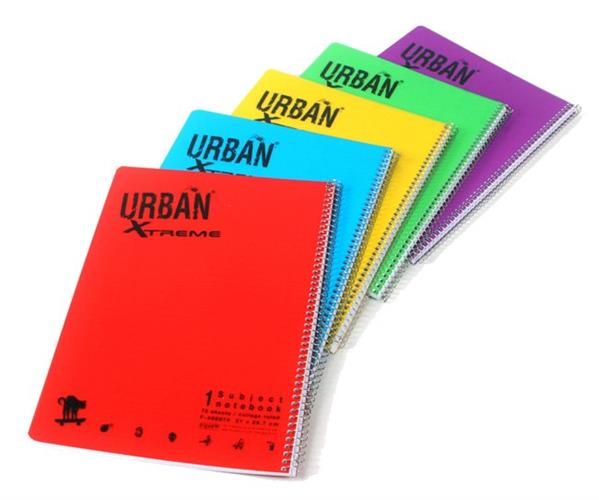 5 יחידות מחברת ספירל אורבן PP 72 דף A4 שורה