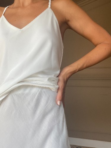 גופיית סאטן משי -לבן