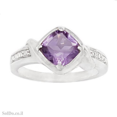 טבעת מכסף משובצת אבן אמטיסט RG9004 | תכשיטי כסף 925 | טבעות כסף
