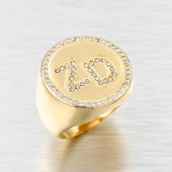 טבעת שם בעיצוב אישי גולדפילד 18 קראט איכותית משובצת זרקונים
