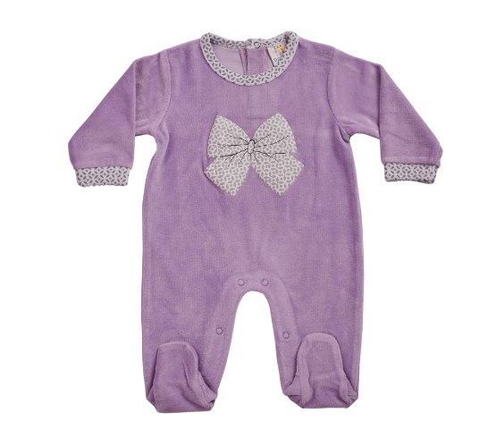 אוברול קטיפה הדפס פפיון סגול