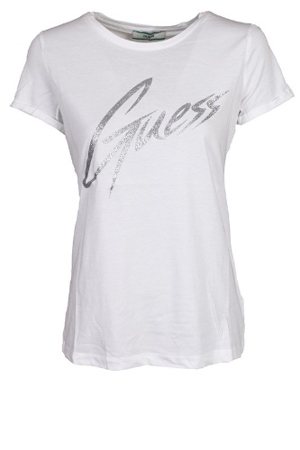 טישירט לבנה לוגו כסף GUESS