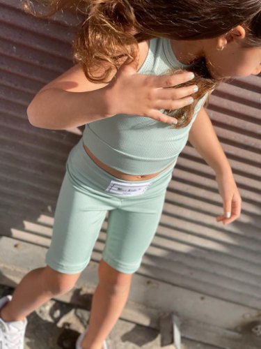 סט טייץ וטופ ריפ MISS KIDS מנטה 2-16