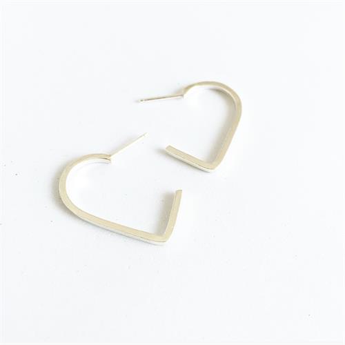 עגילי לב חדש כסף גדולים