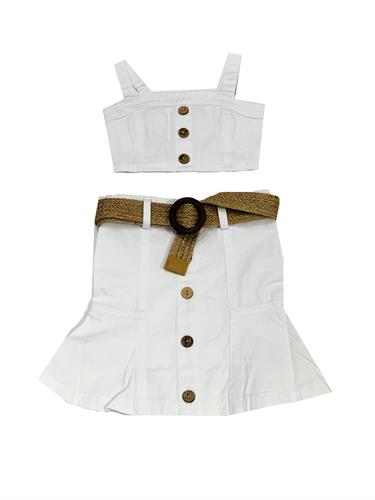 חליפת חצאית ג'ינס לבן