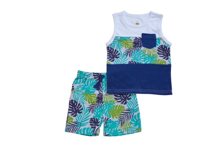 חליפת גופייה טרופית לבן+נייבי