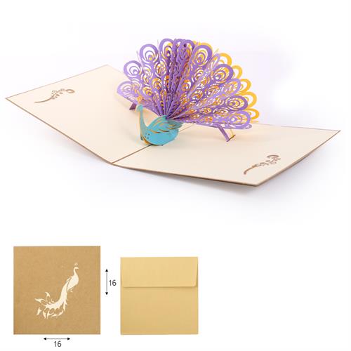 כרטיס ברכה POP UP טווס