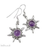 עגילים מכסף משובצים אבני אמטיסט סגול A9023 | תכשיטי כסף