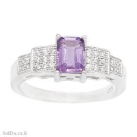טבעת מכסף משובצת אבן אמטיסט ואבני זרקון RG6314 | תכשיטי כסף 925 | טבעות כסף