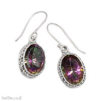 עגילים מכסף תלויים משובצים מיסטיק טופז  A8990 | תכשיטי כסף | עגילי כסף