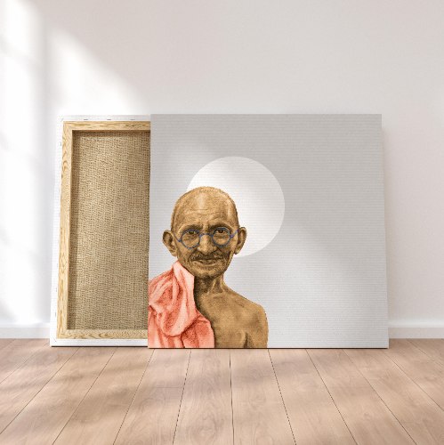 גנדי - הדפס ציור על קנבס ריבועי