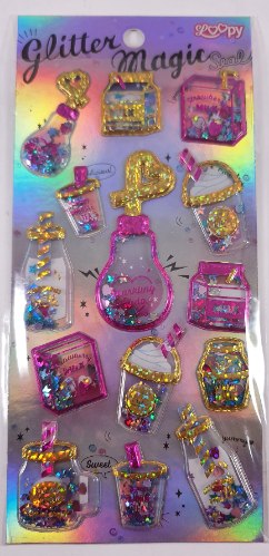 מדבקות LOOPY פאפי גליטר - שתיה שייקר