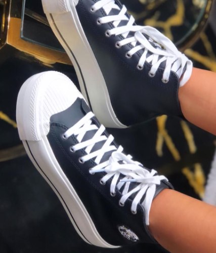 נעלי נשים DIESEL צבע שחור/לבן פלטפורמה