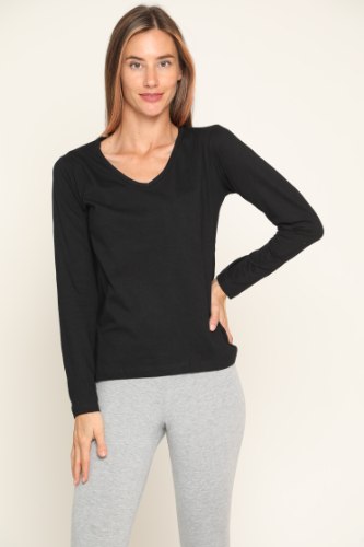 חולצת נשים שרוול ארוך צווארון וי